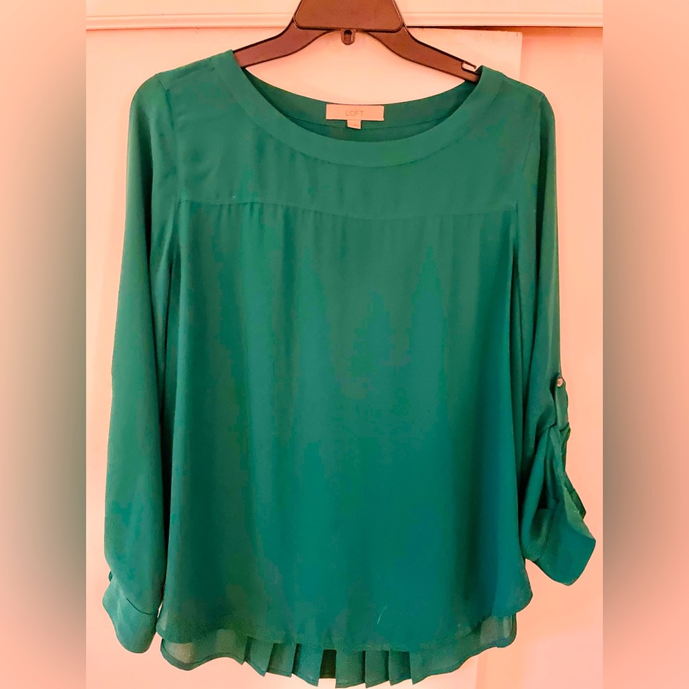 Loft Long Sleeve Green Blouse - L